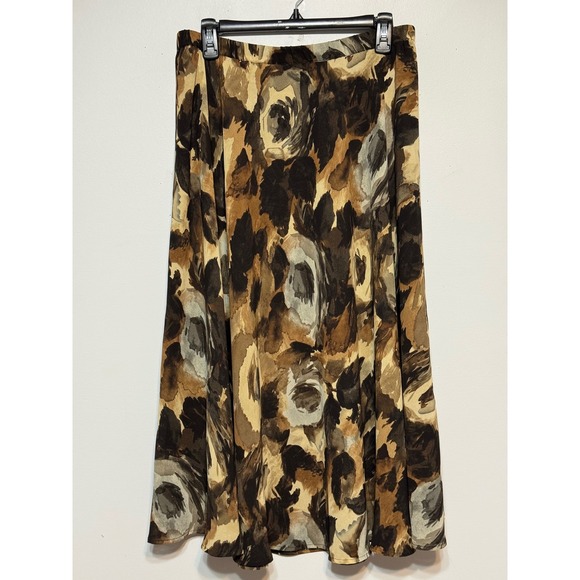 Coldwater Creek Reversible A-Line Midi Skirt Medium Earth Tones Cottagecore Boho - Picture 1 of 4